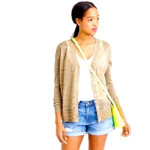 J Crew cardigan in gold metallic